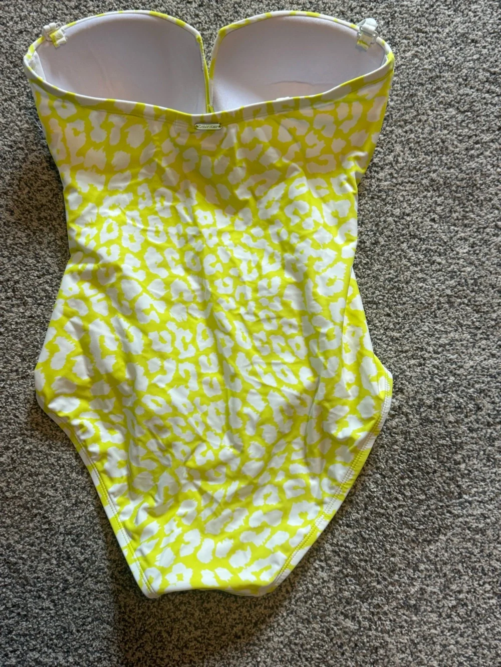 Calvin Klein Yellow & White Leopard-Print One-Piece Swimsuit - Picture 2 of 3